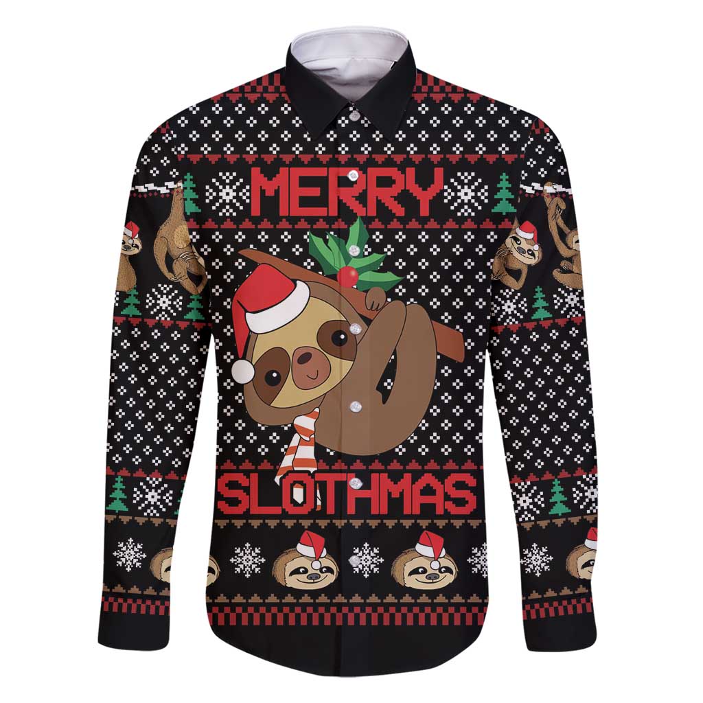 Merry Slothmas Family Matching Off Shoulder Maxi Dress and Hawaiian Shirt Cute Sloth Christmas DT04 - Wonder Print Shop