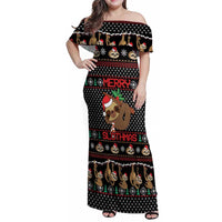 Merry Slothmas Family Matching Off Shoulder Maxi Dress and Hawaiian Shirt Cute Sloth Christmas DT04 - Wonder Print Shop