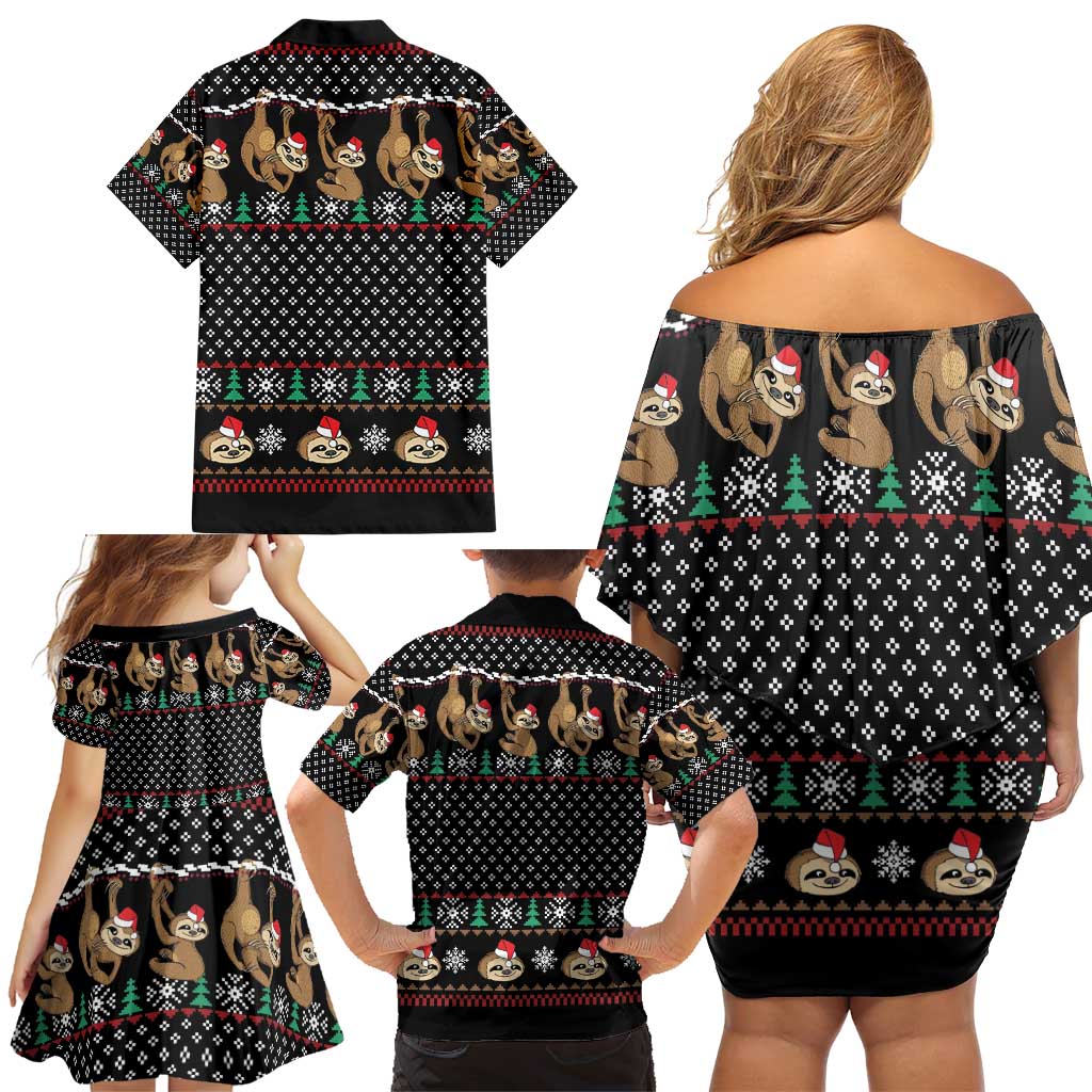 Merry Slothmas Family Matching Off Shoulder Short Dress and Hawaiian Shirt Cute Sloth Christmas DT04 - Wonder Print Shop