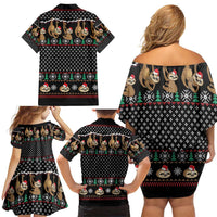 Merry Slothmas Family Matching Off Shoulder Short Dress and Hawaiian Shirt Cute Sloth Christmas DT04 - Wonder Print Shop