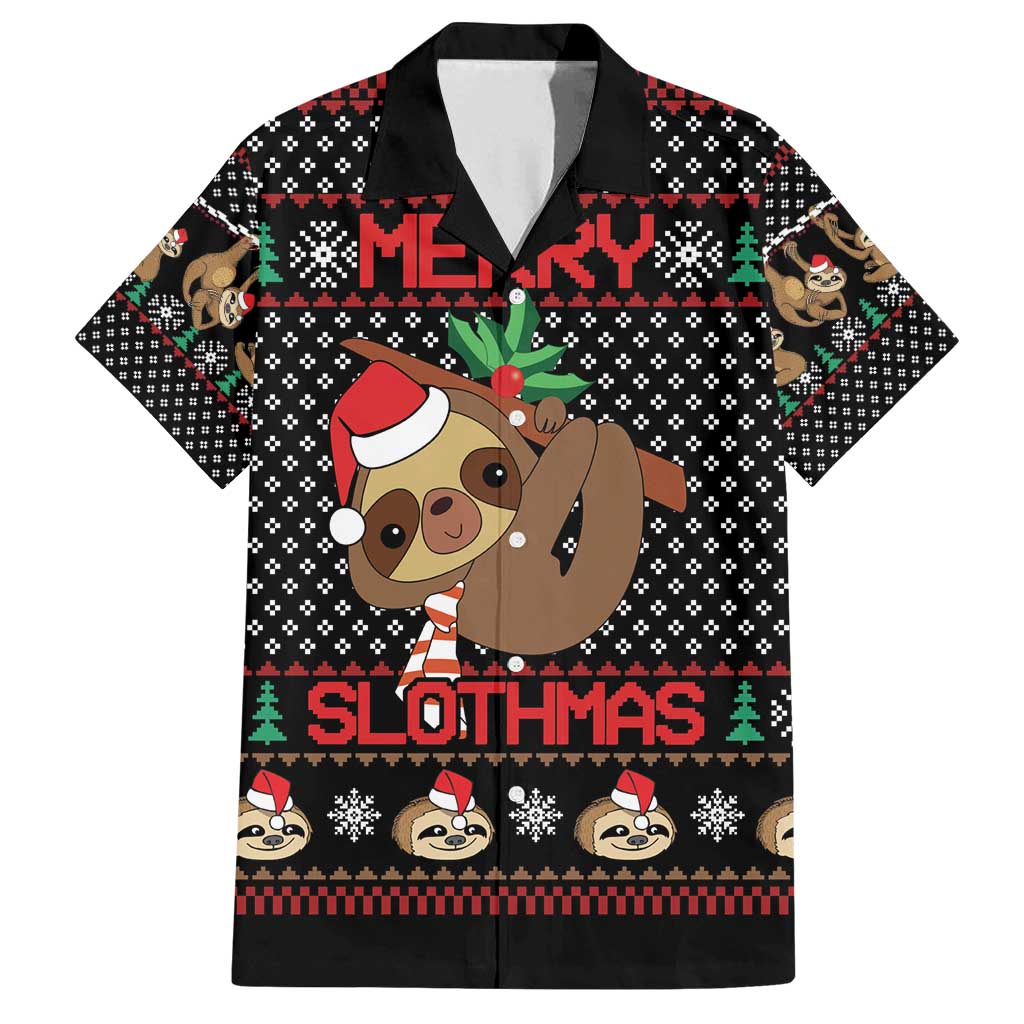 Merry Slothmas Family Matching Off Shoulder Short Dress and Hawaiian Shirt Cute Sloth Christmas DT04 - Wonder Print Shop