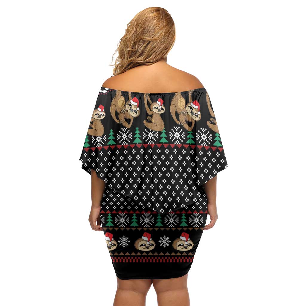 Merry Slothmas Family Matching Off Shoulder Short Dress and Hawaiian Shirt Cute Sloth Christmas DT04 - Wonder Print Shop
