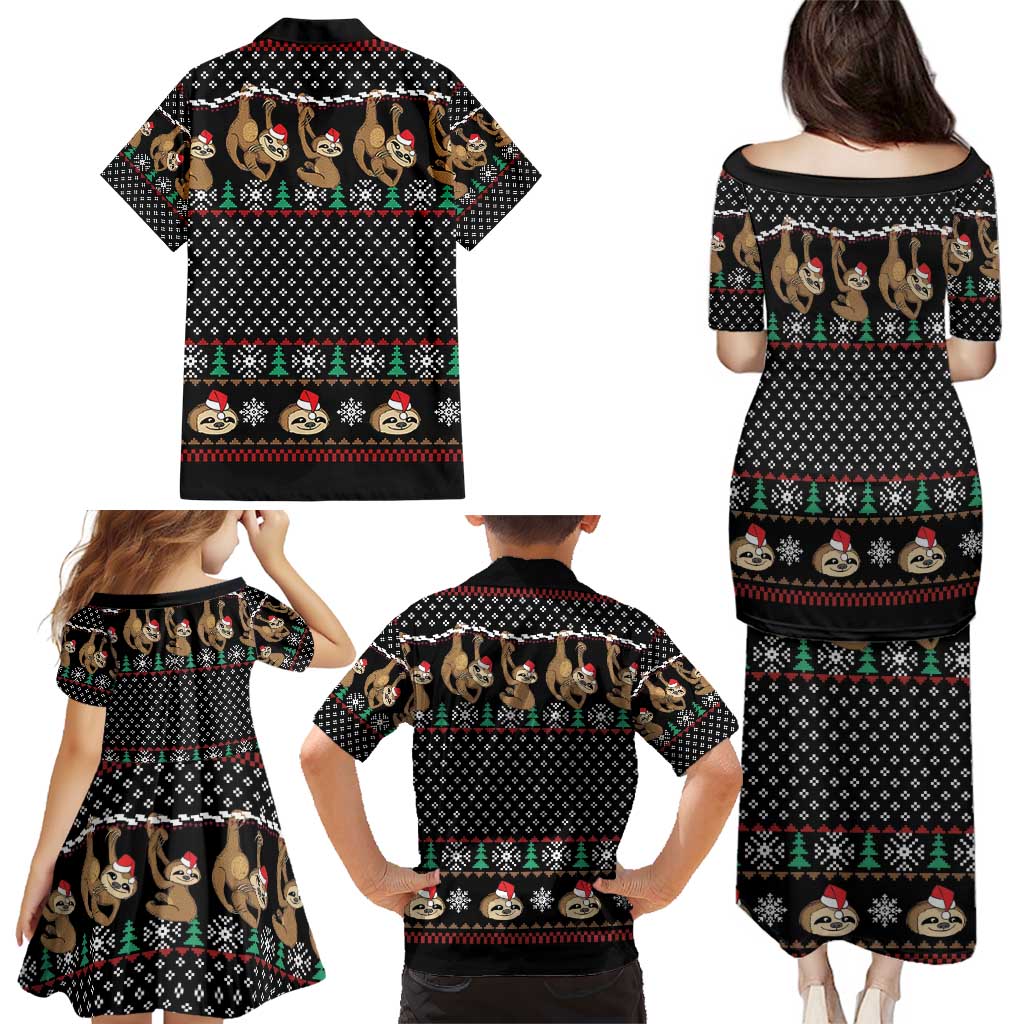 Merry Slothmas Family Matching Puletasi and Hawaiian Shirt Cute Sloth Christmas DT04 - Wonder Print Shop