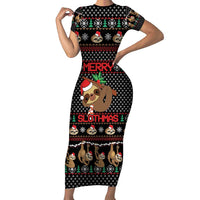 Merry Slothmas Family Matching Short Sleeve Bodycon Dress and Hawaiian Shirt Cute Sloth Christmas DT04 - Wonder Print Shop