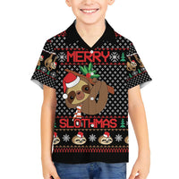 Merry Slothmas Family Matching Short Sleeve Bodycon Dress and Hawaiian Shirt Cute Sloth Christmas DT04 - Wonder Print Shop