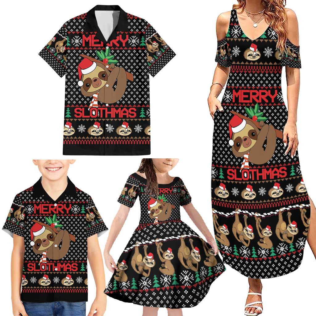 Merry Slothmas Family Matching Summer Maxi Dress and Hawaiian Shirt Cute Sloth Christmas DT04 - Wonder Print Shop