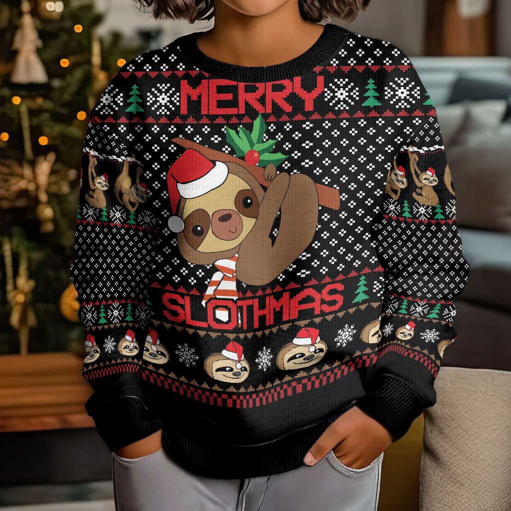 Merry Slothmas Kid Ugly Christmas Sweater Cute Sloth Christmas DT04 - Wonder Print Shop