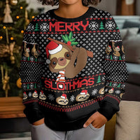 Merry Slothmas Kid Ugly Christmas Sweater Cute Sloth Christmas DT04 - Wonder Print Shop