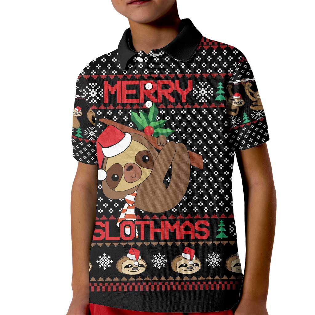 Merry Slothmas Kid Polo Shirt Cute Sloth Christmas DT04 - Wonder Print Shop