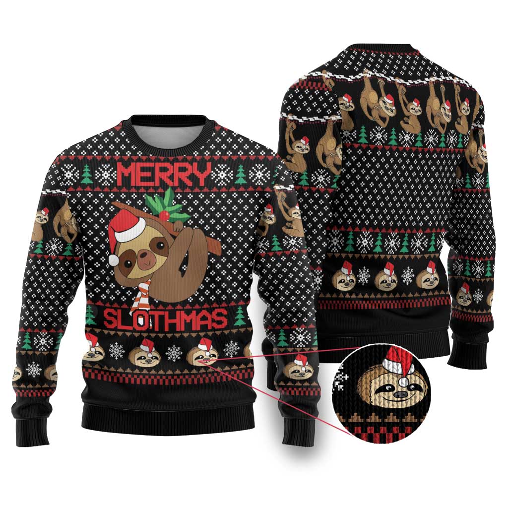 Merry Slothmas Ugly Christmas Sweater Cute Sloth Christmas DT04 - Wonder Print Shop