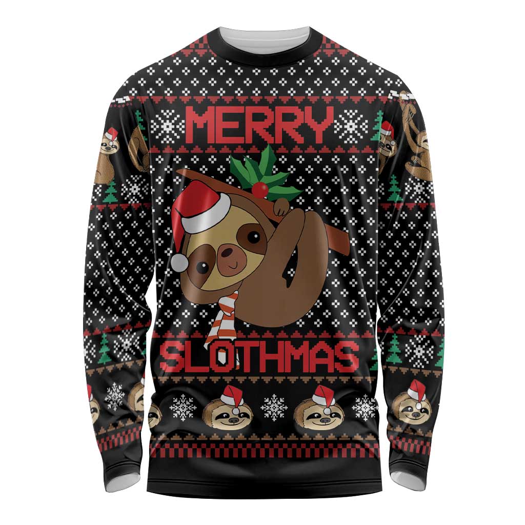 Merry Slothmas Long Sleeve Shirt Cute Sloth Christmas DT04 - Wonder Print Shop