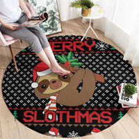 Merry Slothmas Round Carpet Cute Sloth Christmas