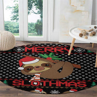 Merry Slothmas Round Carpet Cute Sloth Christmas