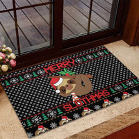 Merry Slothmas Rubber Doormat Cute Sloth Christmas DT04 - Wonder Print Shop