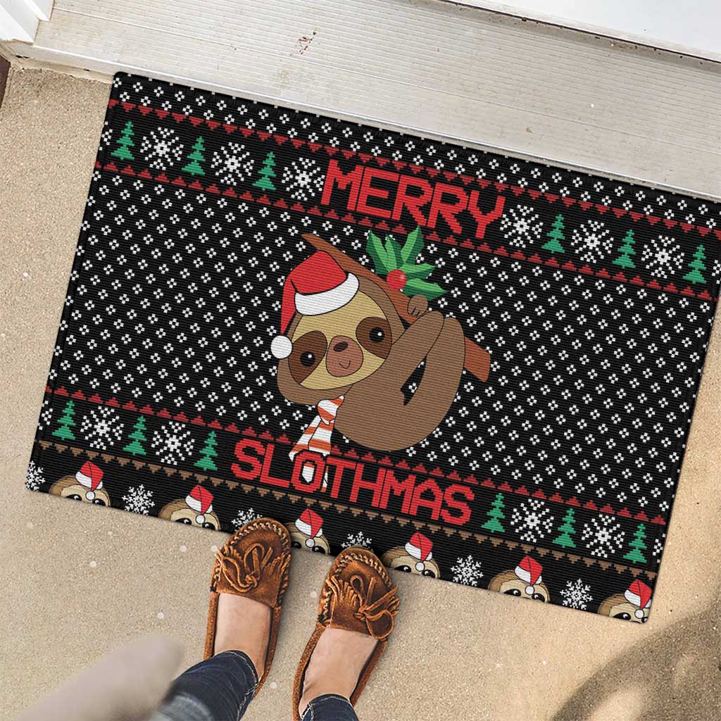 Merry Slothmas Rubber Doormat Cute Sloth Christmas DT04 - Wonder Print Shop
