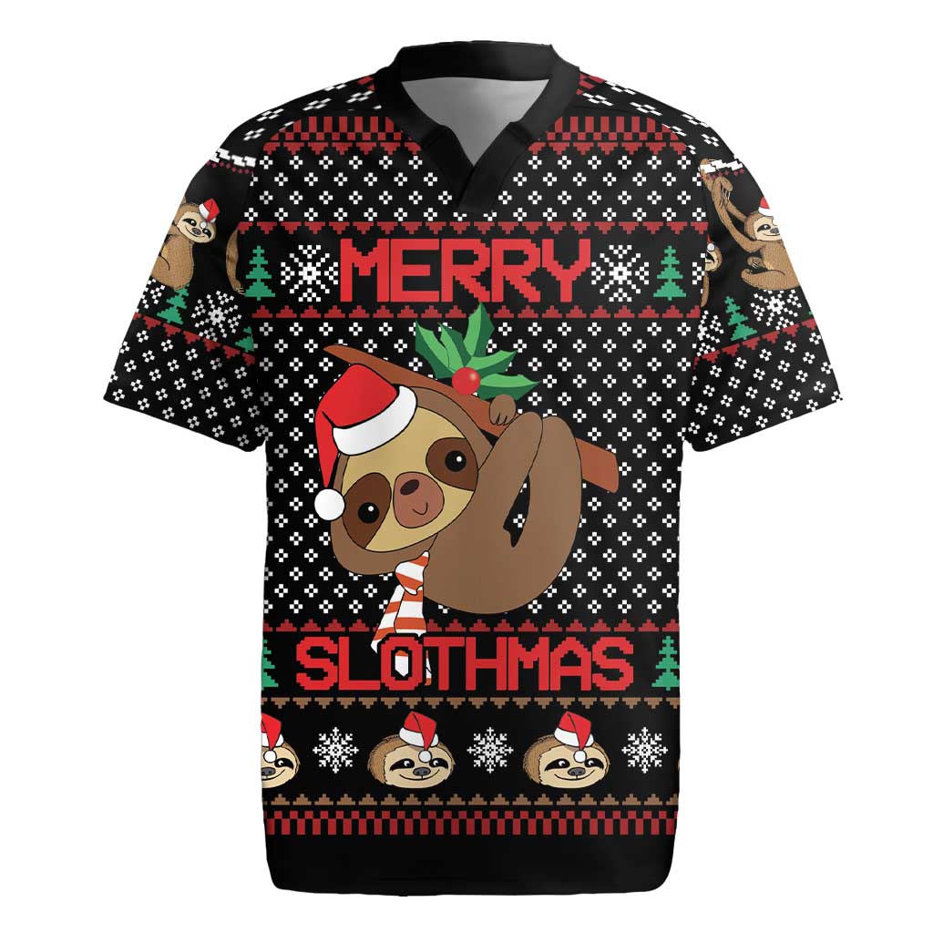 Merry Slothmas Rugby Jersey Cute Sloth Christmas DT04 - Wonder Print Shop