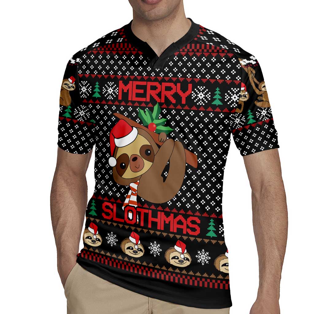 Merry Slothmas Rugby Jersey Cute Sloth Christmas DT04 - Wonder Print Shop