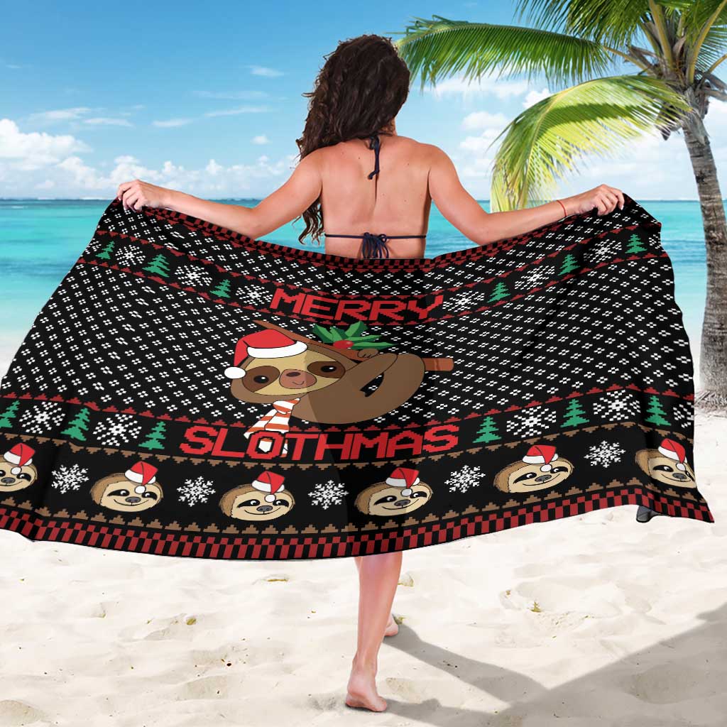 Merry Slothmas Sarong Cute Sloth Christmas DT04 - Wonder Print Shop