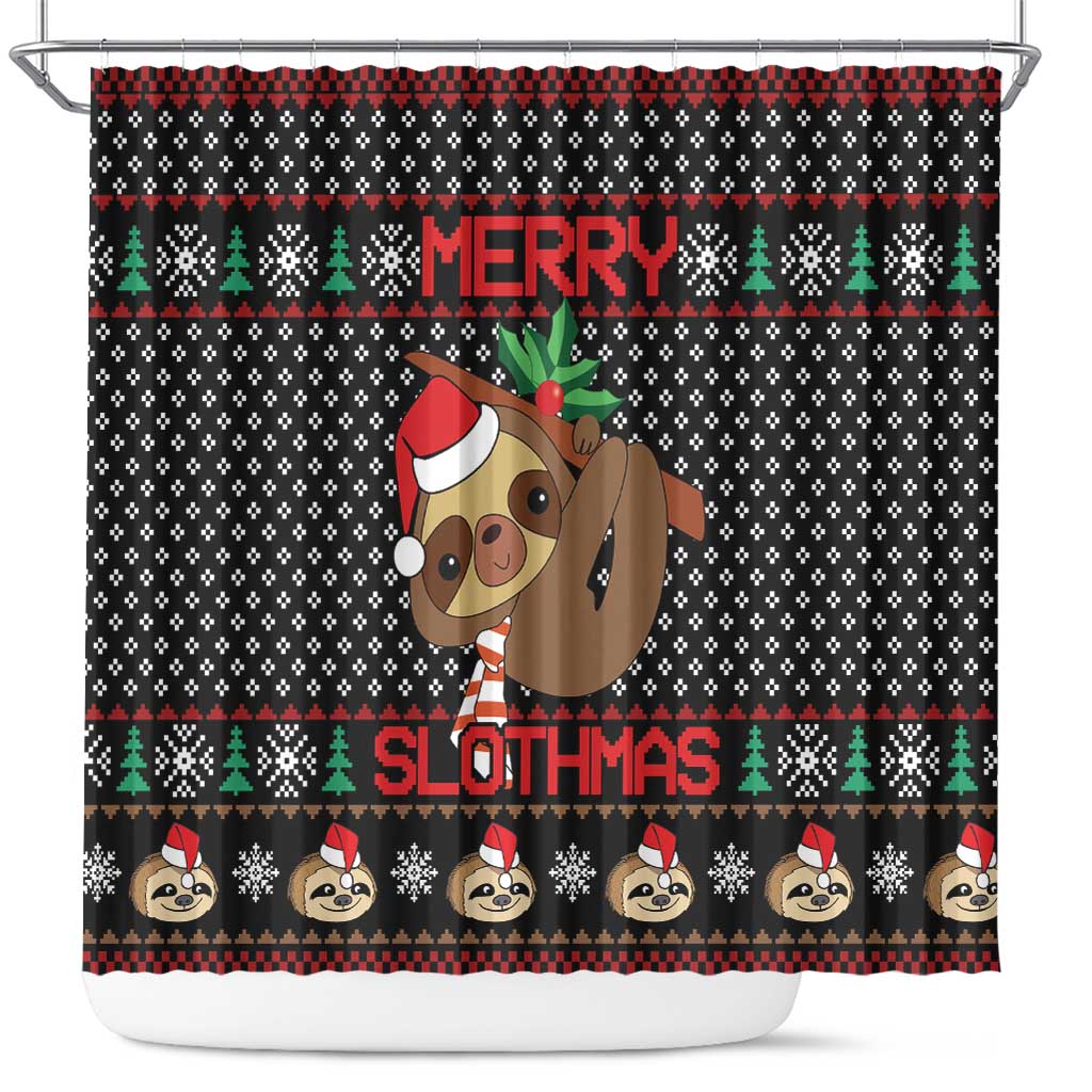 Merry Slothmas Shower Curtain Cute Sloth Christmas