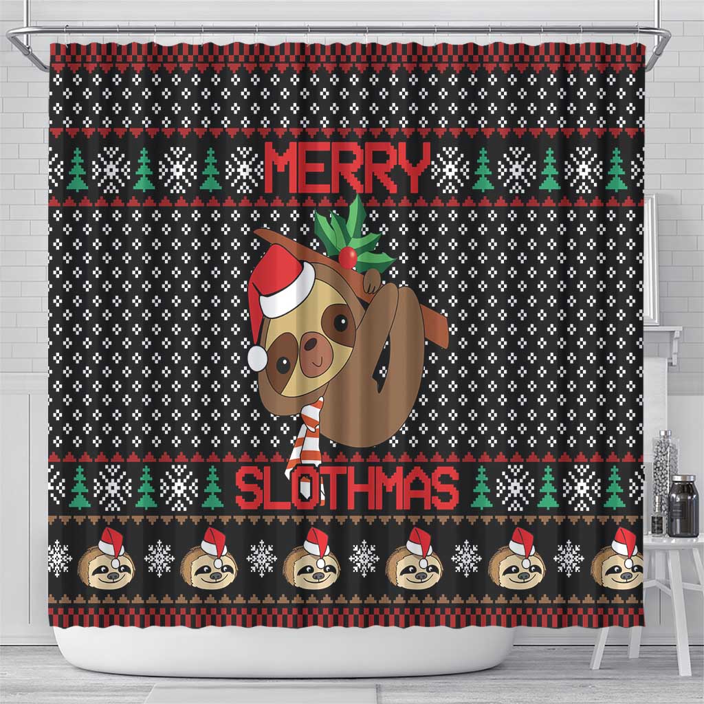 Merry Slothmas Shower Curtain Cute Sloth Christmas
