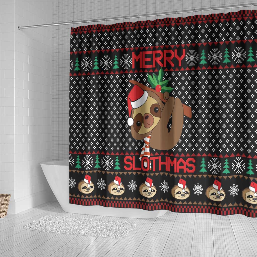 Merry Slothmas Shower Curtain Cute Sloth Christmas