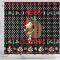 Merry Slothmas Shower Curtain Cute Sloth Christmas