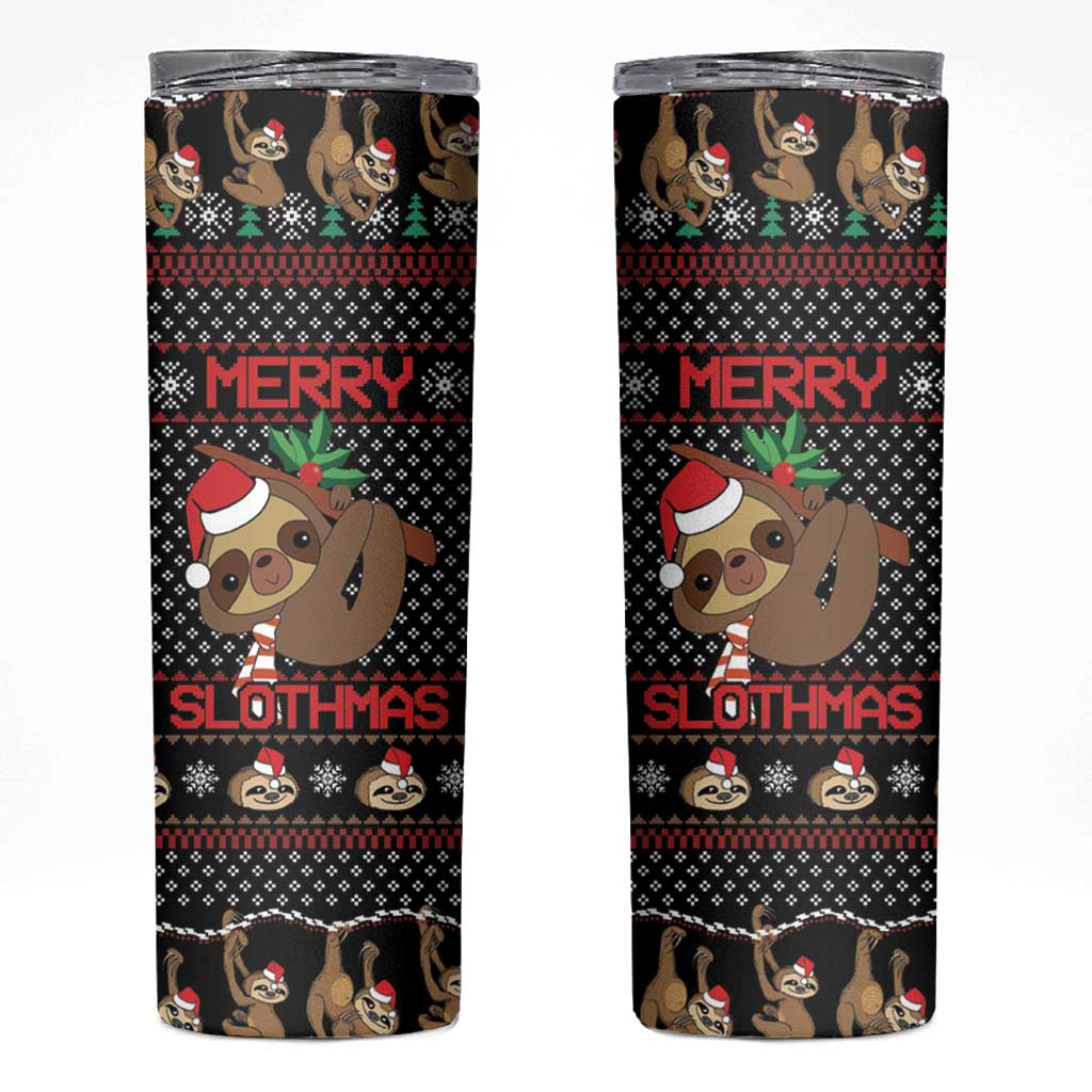 Merry Slothmas Skinny Tumbler Cute Sloth Christmas DT04 - Wonder Print Shop
