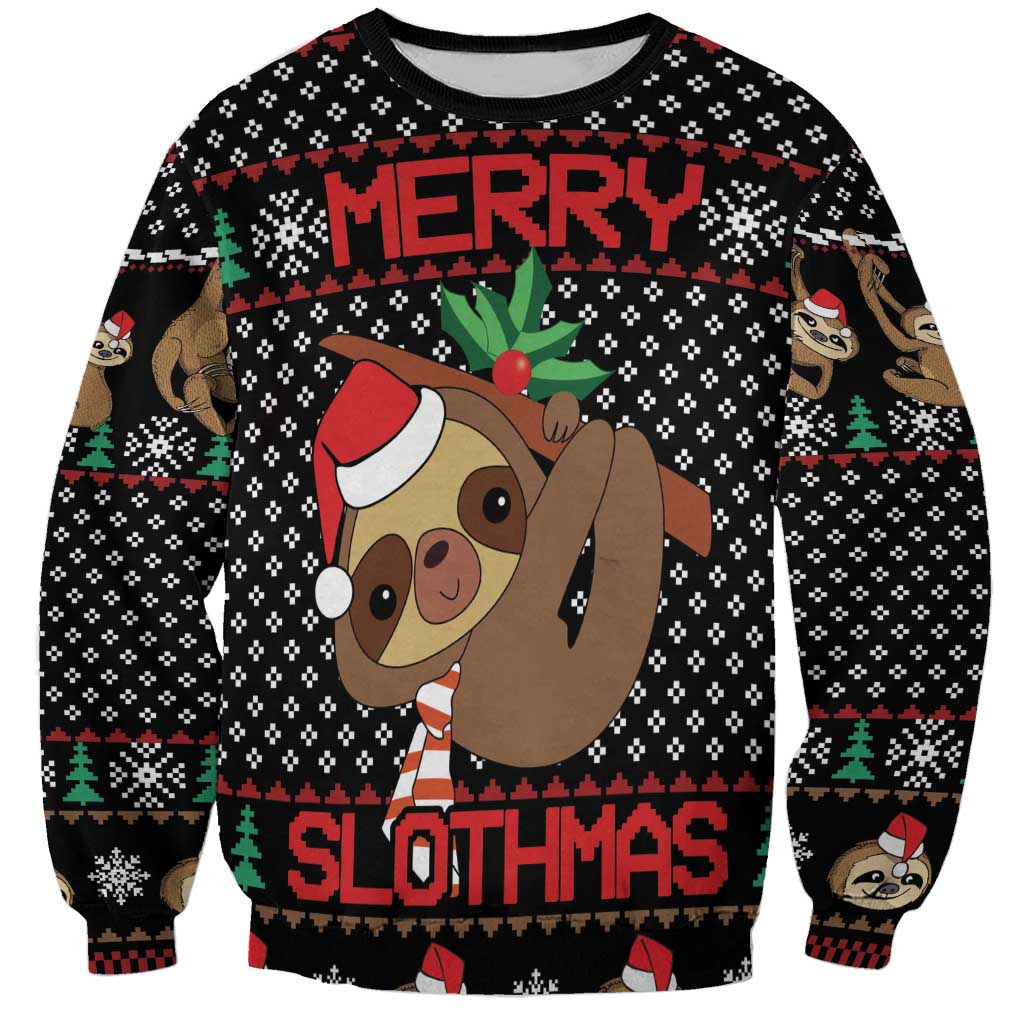 Merry Slothmas Sweatshirt Cute Sloth Christmas DT04 - Wonder Print Shop