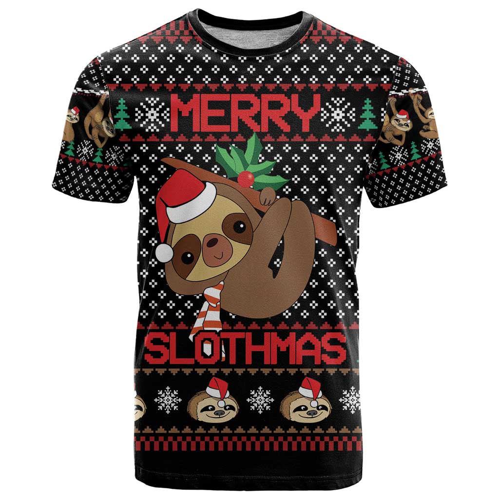 Merry Slothmas T Shirt Cute Sloth Christmas DT04 - Wonder Print Shop