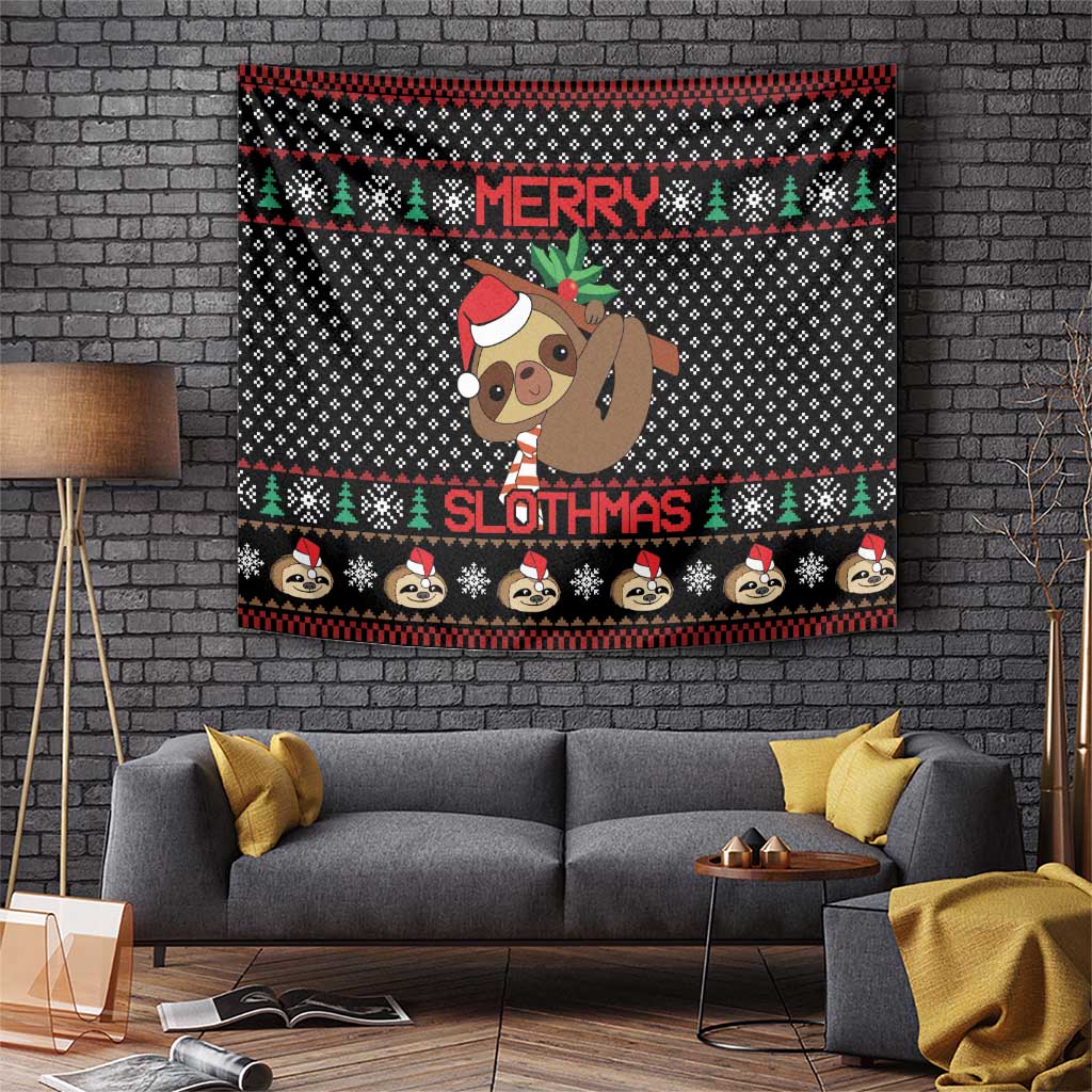 Merry Slothmas Tapestry Cute Sloth Christmas DT04 - Wonder Print Shop