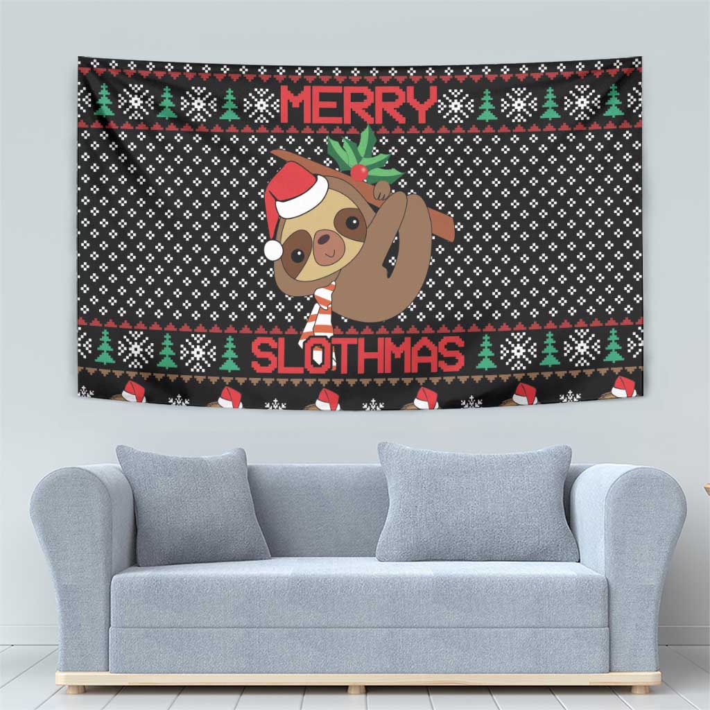 Merry Slothmas Tapestry Cute Sloth Christmas DT04 - Wonder Print Shop