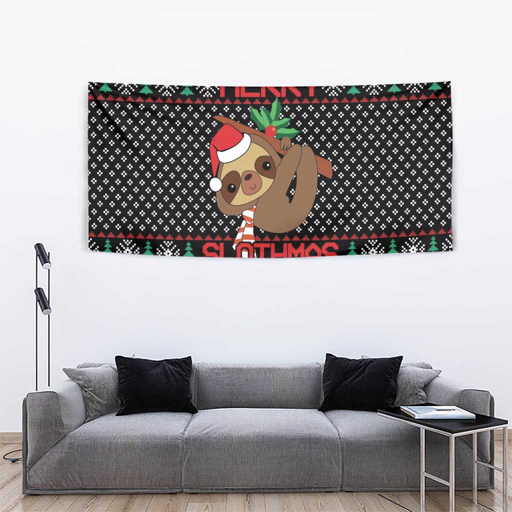 Merry Slothmas Tapestry Cute Sloth Christmas DT04 - Wonder Print Shop
