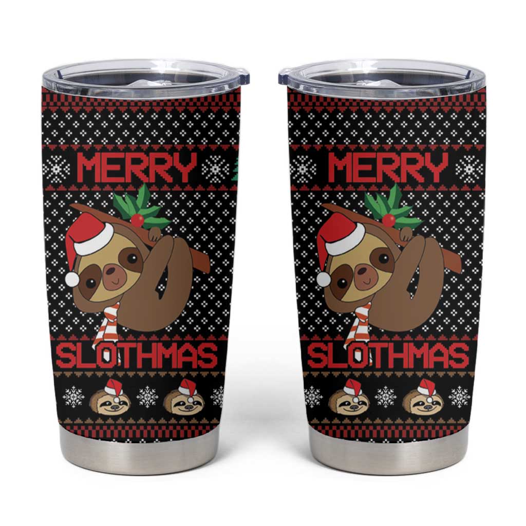 Merry Slothmas Tumbler Cup Cute Sloth Christmas DT04 - Wonder Print Shop