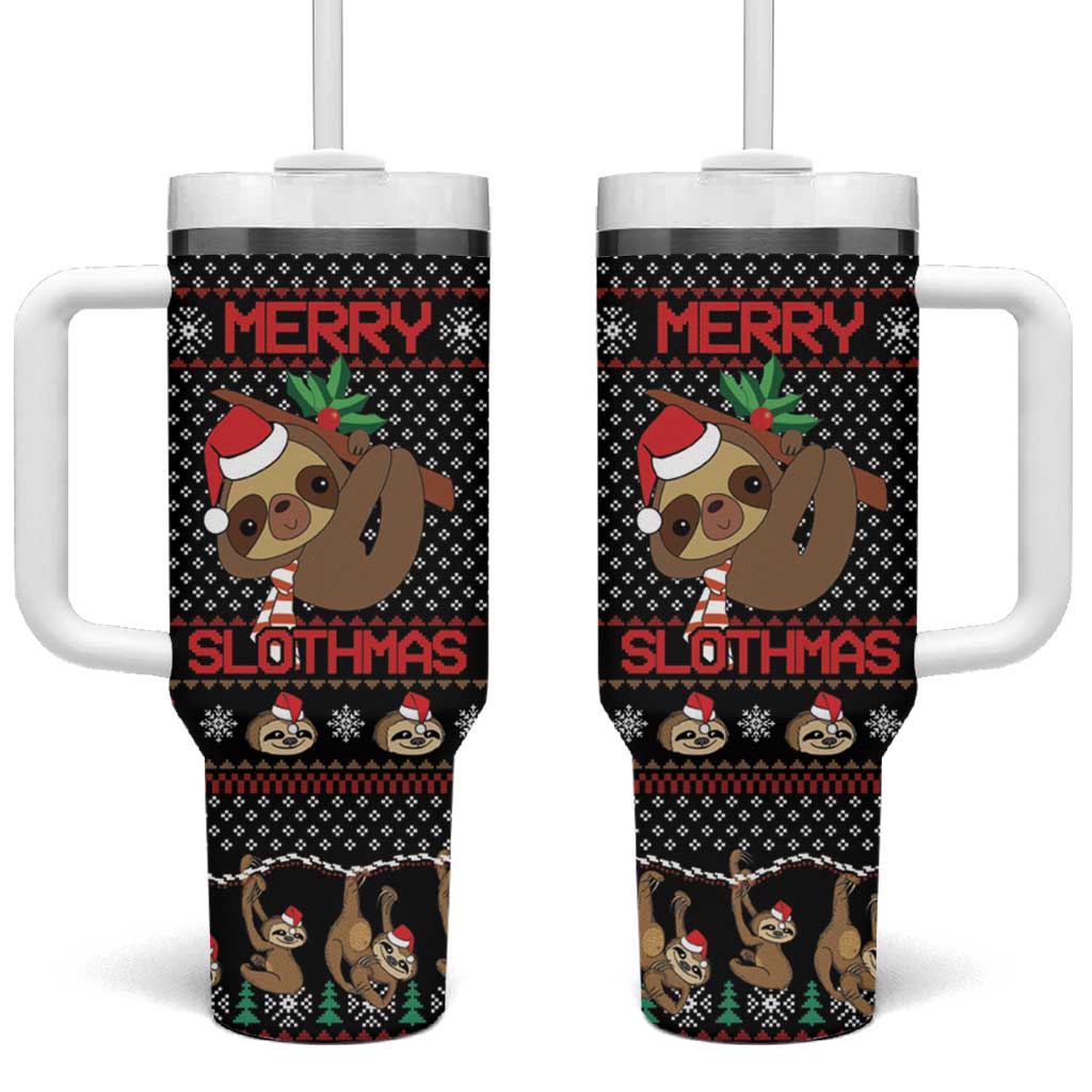 Merry Slothmas Tumbler With Handle Cute Sloth Christmas DT04 - Wonder Print Shop