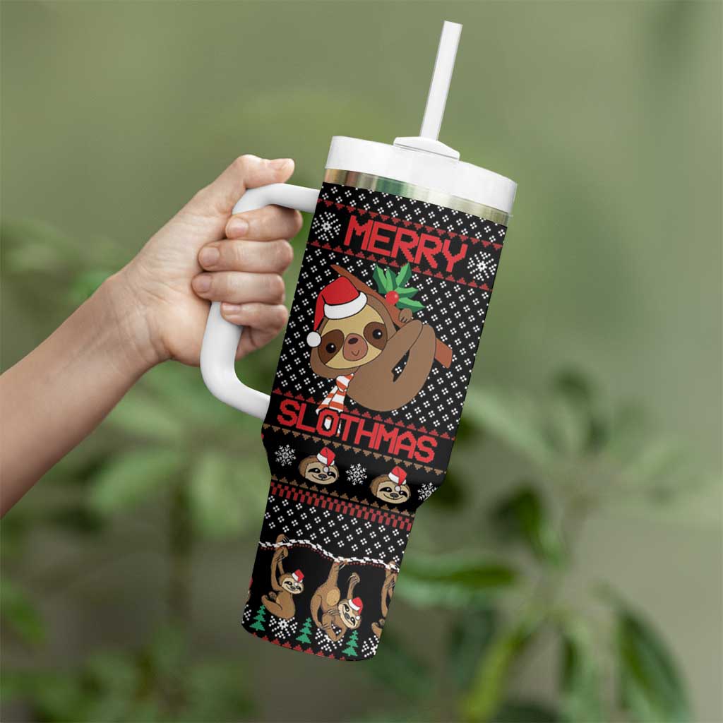 Merry Slothmas Tumbler With Handle Cute Sloth Christmas DT04 - Wonder Print Shop