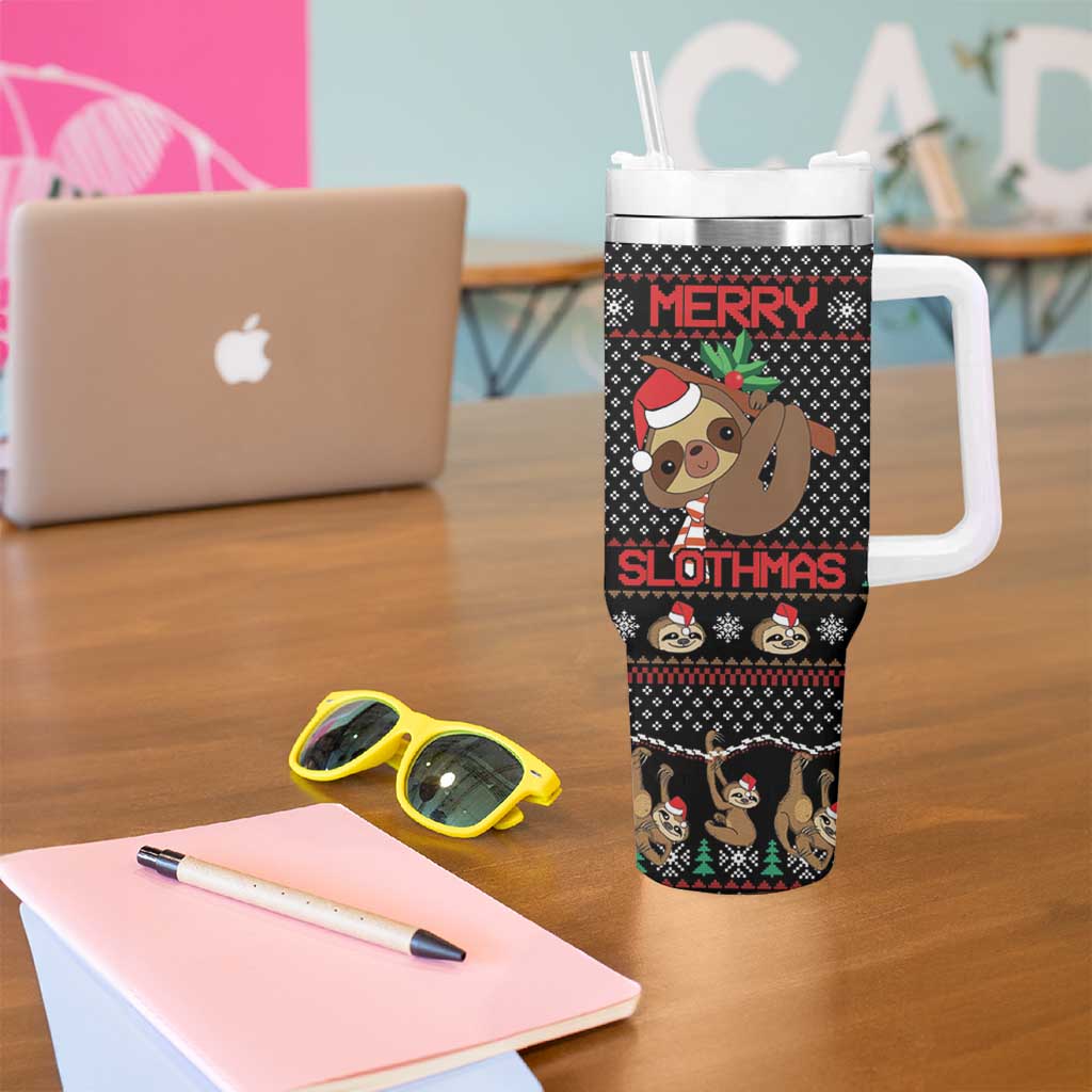 Merry Slothmas Tumbler With Handle Cute Sloth Christmas DT04 - Wonder Print Shop