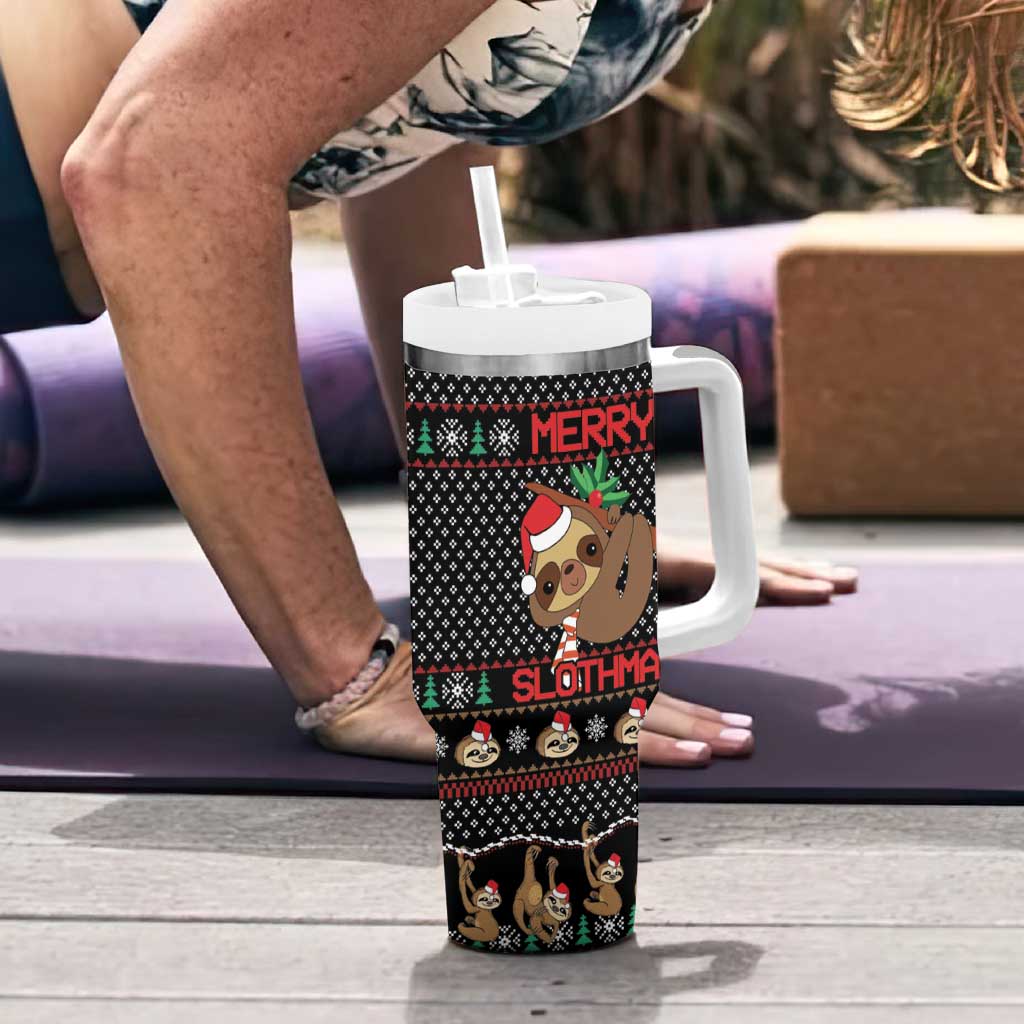 Merry Slothmas Tumbler With Handle Cute Sloth Christmas DT04 - Wonder Print Shop