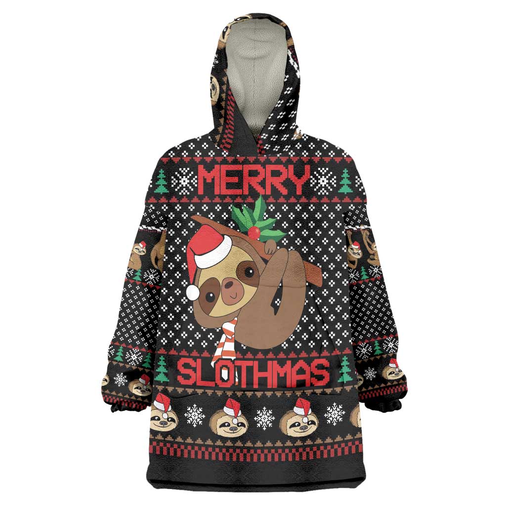 Merry Slothmas Wearable Blanket Hoodie Cute Sloth Christmas DT04 - Wonder Print Shop