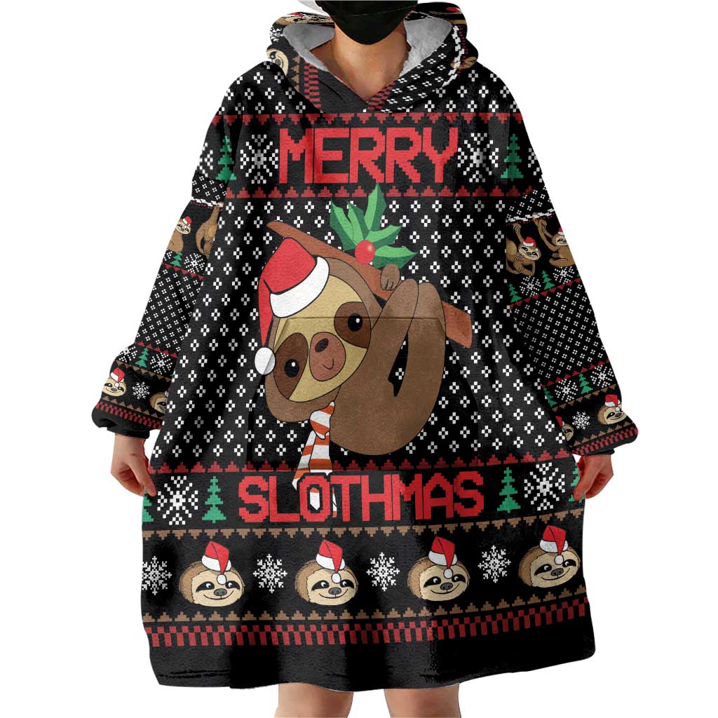 Merry Slothmas Wearable Blanket Hoodie Cute Sloth Christmas DT04 - Wonder Print Shop