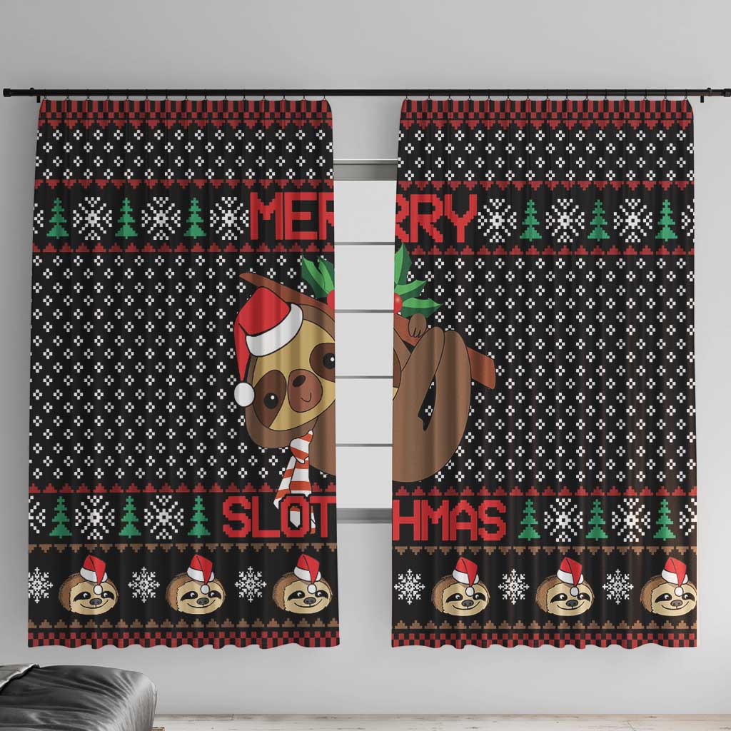Merry Slothmas Window Curtain Cute Sloth Christmas DT04 - Wonder Print Shop