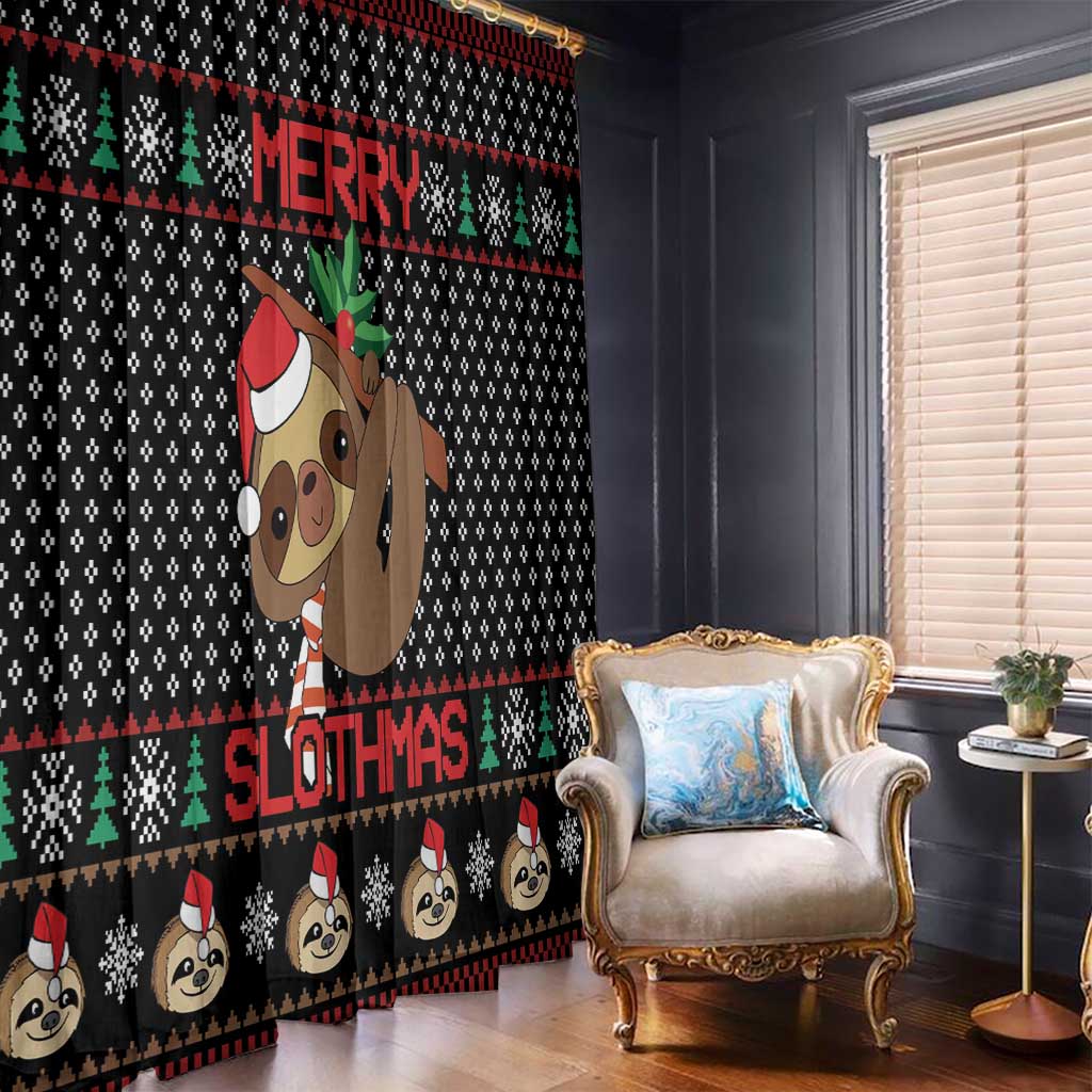 Merry Slothmas Window Curtain Cute Sloth Christmas DT04 - Wonder Print Shop