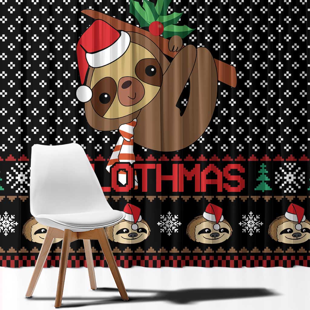Merry Slothmas Window Curtain Cute Sloth Christmas DT04 - Wonder Print Shop