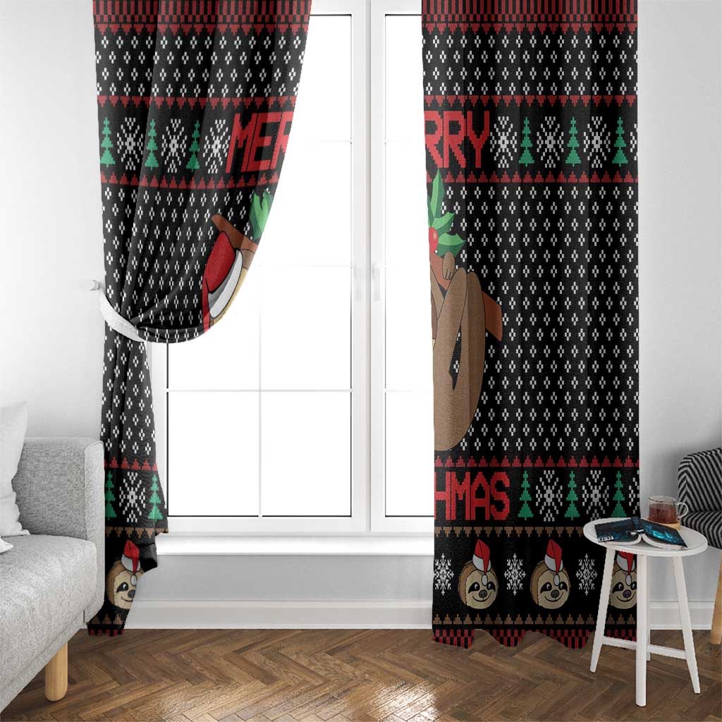 Merry Slothmas Window Curtain Cute Sloth Christmas DT04 - Wonder Print Shop