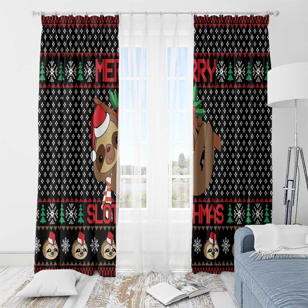 Merry Slothmas Window Curtain Cute Sloth Christmas DT04 - Wonder Print Shop