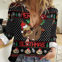 Merry Slothmas Women Casual Shirt Cute Sloth Christmas DT04 - Wonder Print Shop