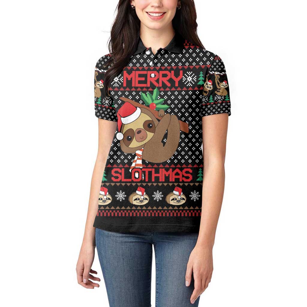 Merry Slothmas Women Polo Shirt Cute Sloth Christmas DT04 - Wonder Print Shop