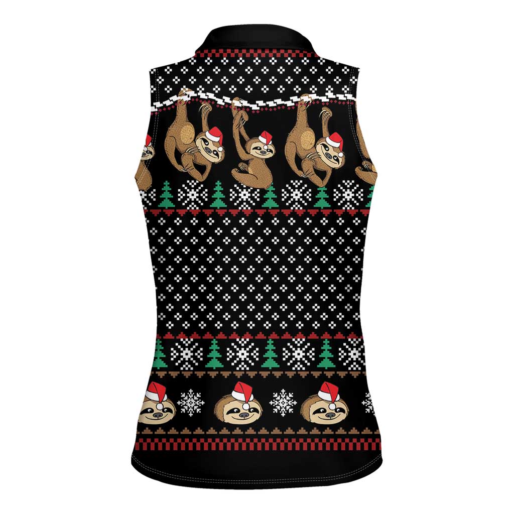 Merry Slothmas Women Sleeveless Polo Shirt Cute Sloth Christmas DT04 - Wonder Print Shop