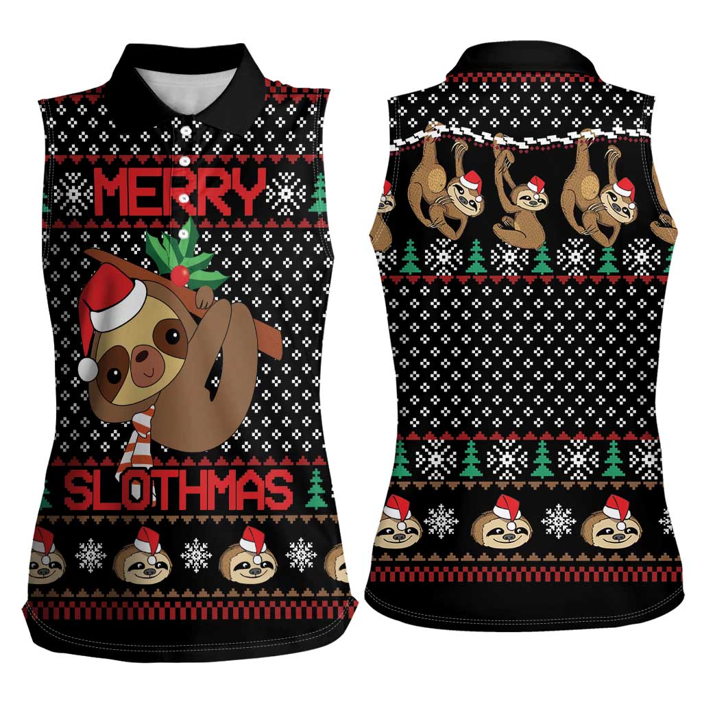 Merry Slothmas Women Sleeveless Polo Shirt Cute Sloth Christmas DT04 - Wonder Print Shop