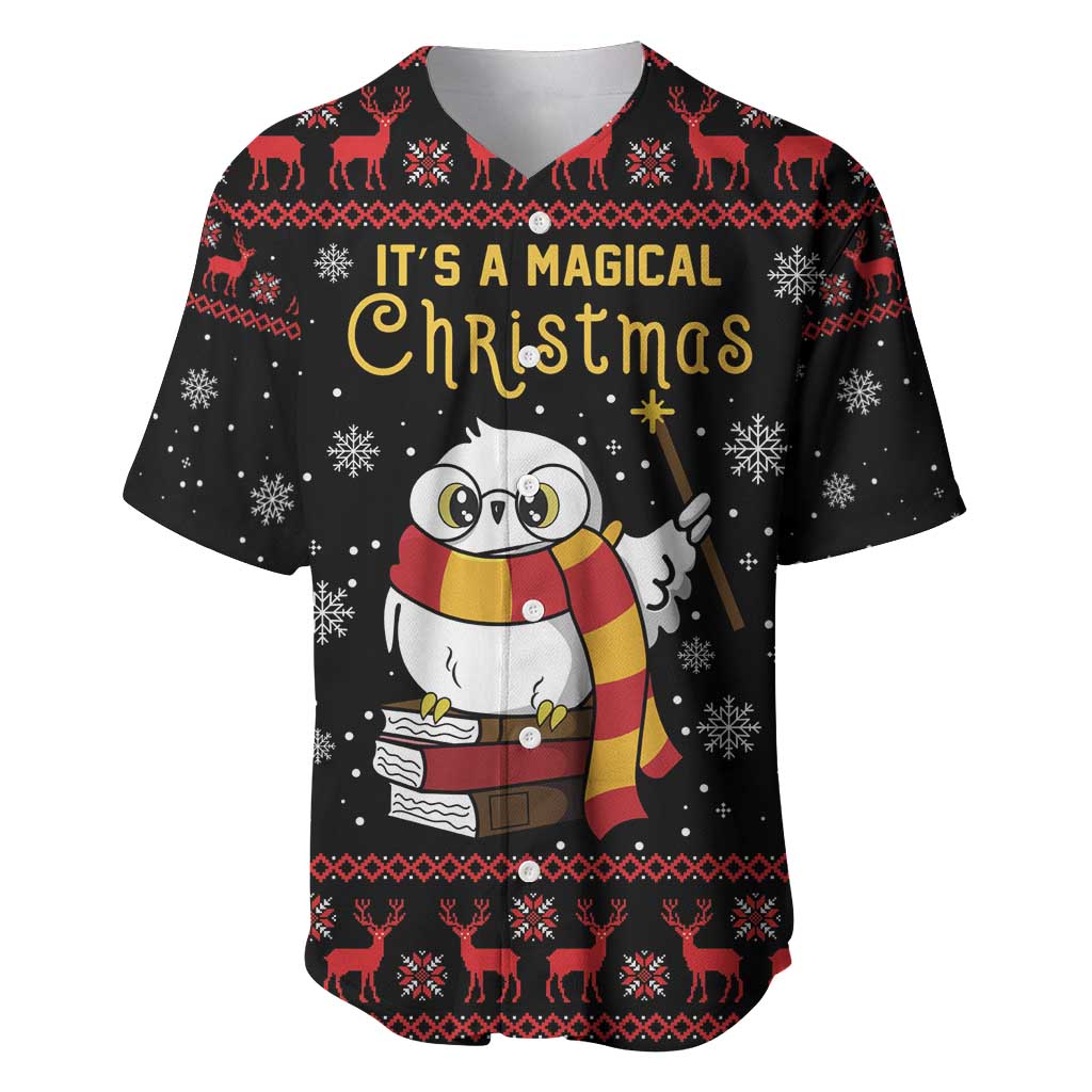 Magical Christmas Baseball Jersey Owl Book Xmas DT04 - Wonder Print Shop