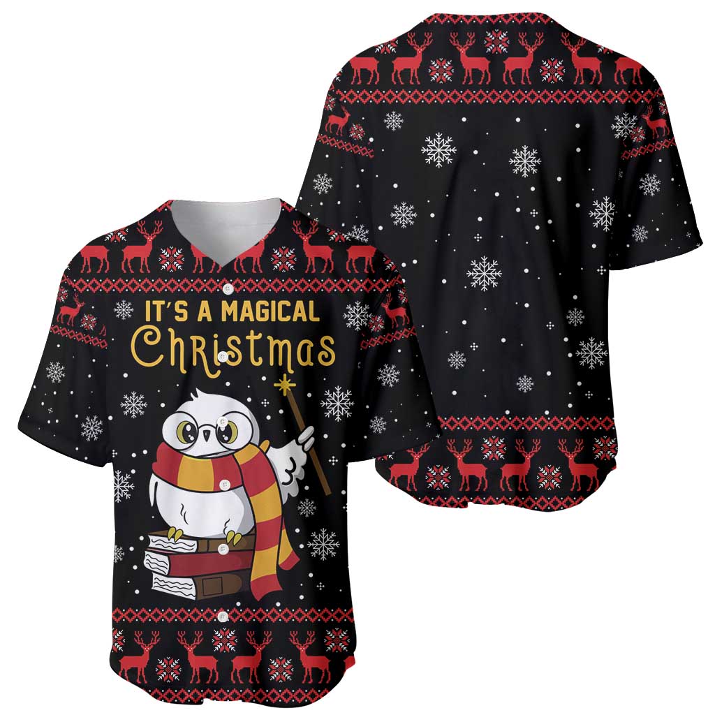Magical Christmas Baseball Jersey Owl Book Xmas DT04 - Wonder Print Shop